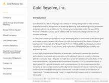 Tablet Screenshot of goldreserveinc.com